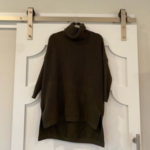 Army green turtleneck sweater